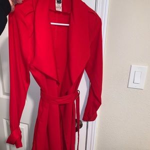 Red trench coat from Windsor.